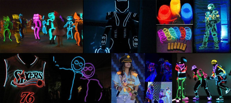 EL Wire 5 เมตร + รางถ่าน AA 2 ก้อน / สีน้ำเงิน