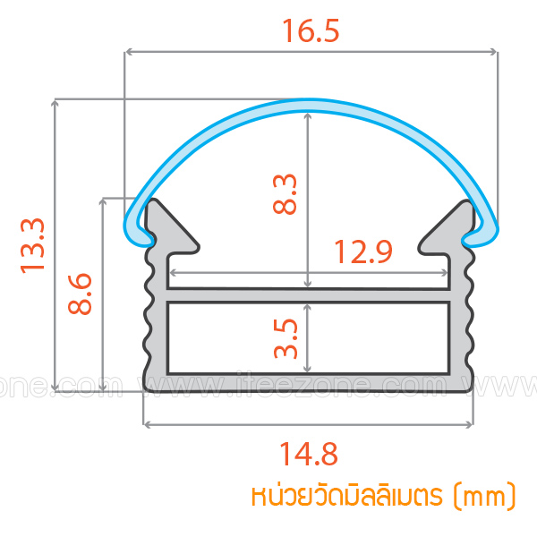 ราคาต่อ 1 เส้น ยาว 1 เมตร ราง U + ฝาอะคริลิค รางไฟ Aluminium Profile รางอลูมิเนียม ใช้กับไฟเส้น LED รางไฟเส้น rail led track โพรไฟล์