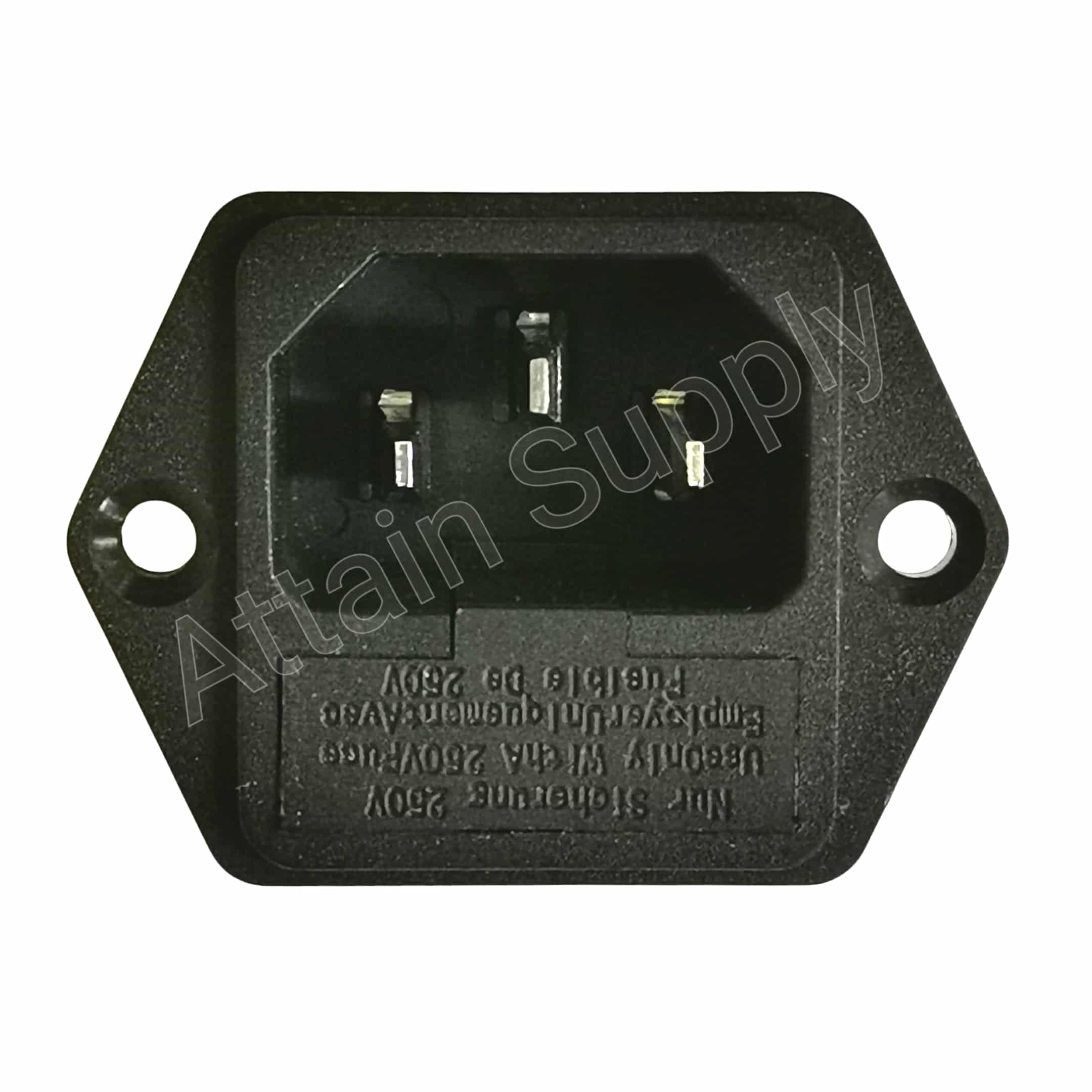 เต้ารับAC-3ขาผู้+ช่องฟิวส์ ติดแท่น ขอบยึดน็อต