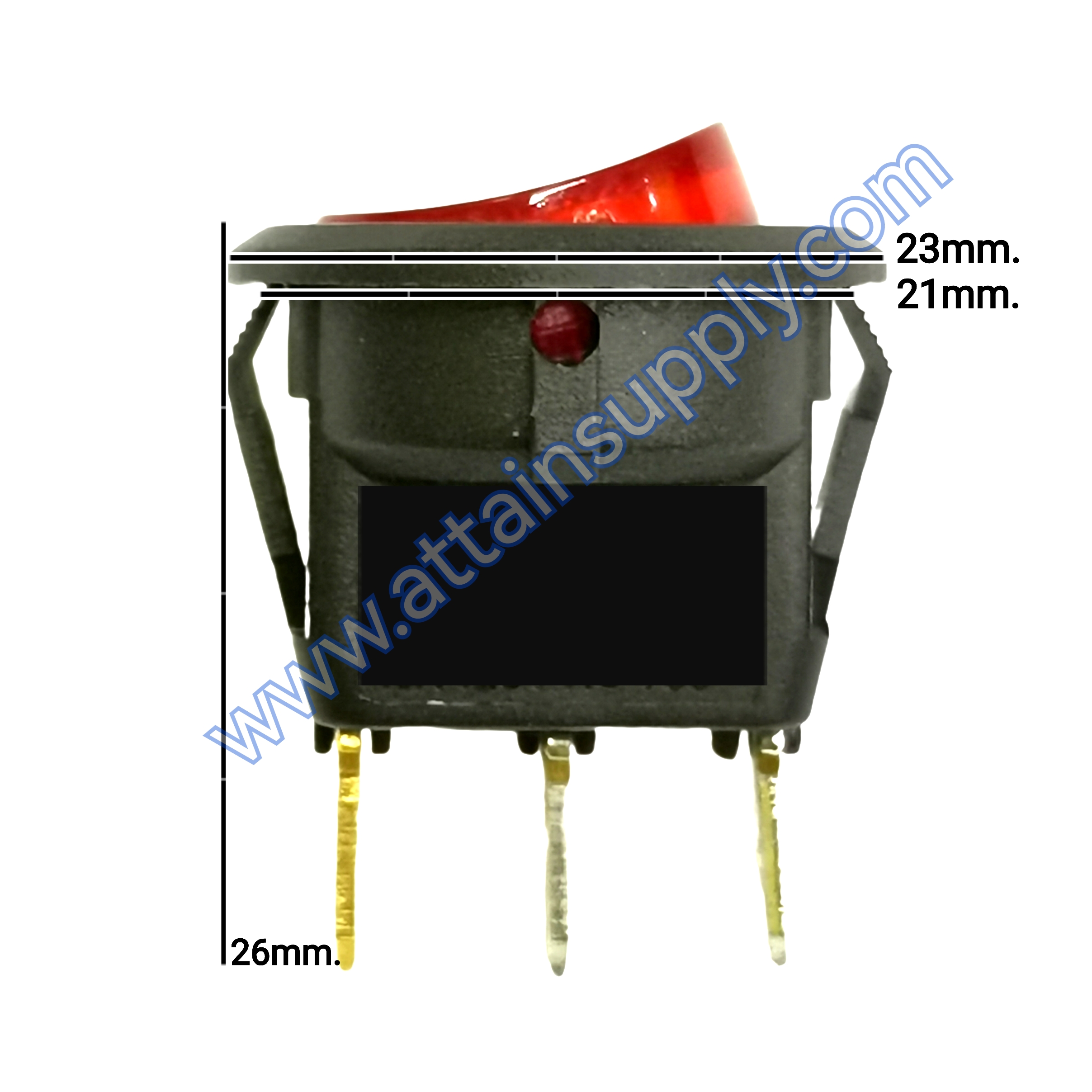 สวิทช์ IO กลม-ไฟเต็ม 12V./3ขา มีไฟ-สีแดง