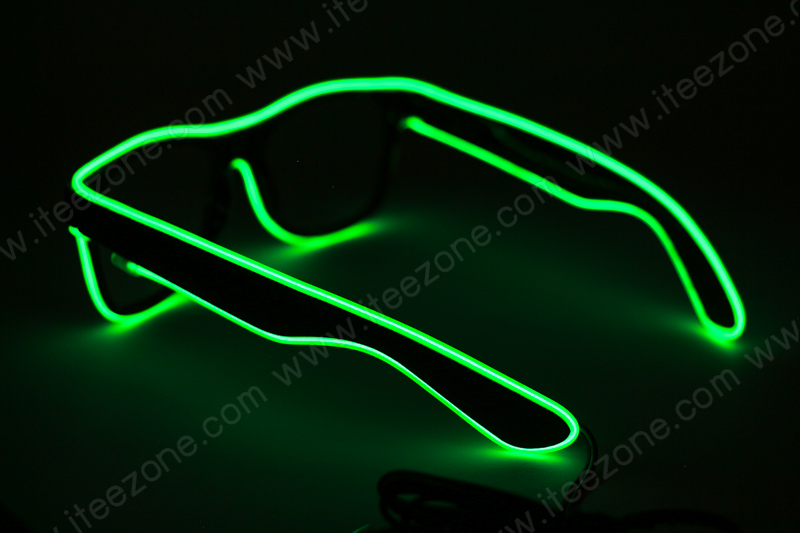 แว่นไฟนีออน + รางถ่าน AA 2 ก้อน / สีเขียวมะนาว