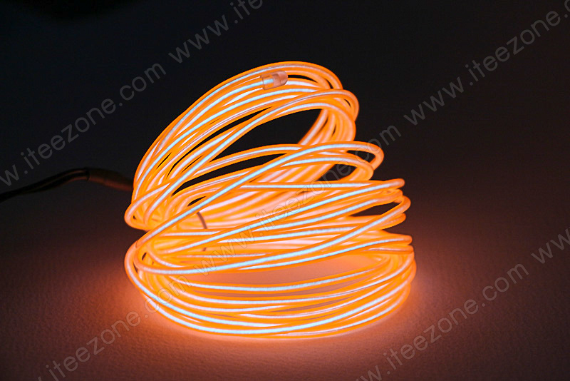 EL Wire 5 เมตร + รางถ่าน AA 2 ก้อน / สีส้ม