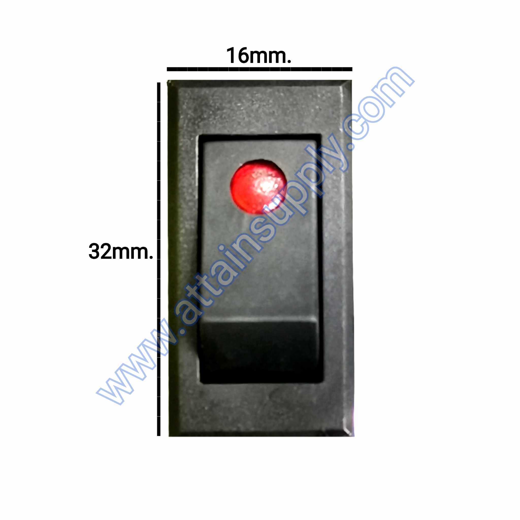 สวิทช์ ไฟจุด-เหลี่ยมบาง 24V./3ขา มีไฟ-สีแดง