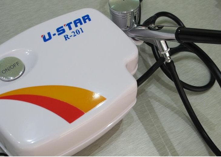 U-STAR Airbrush & Compressor System R-201 High-Performance White Color