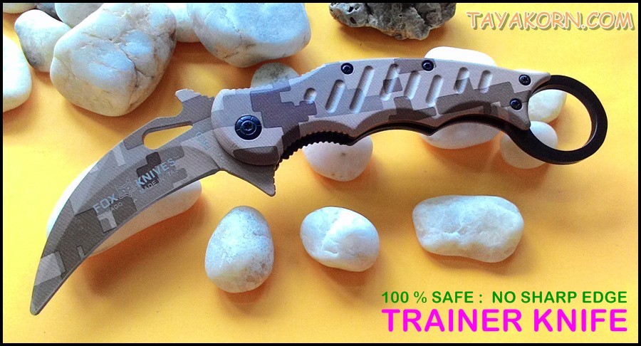 มีดซ้อมควง คารัมบิตแอร์ฟ็อกเดสเสิร์ทคาโม่ Air Fox Desert Camo Karambit TRAINER TKKB-AD2TR