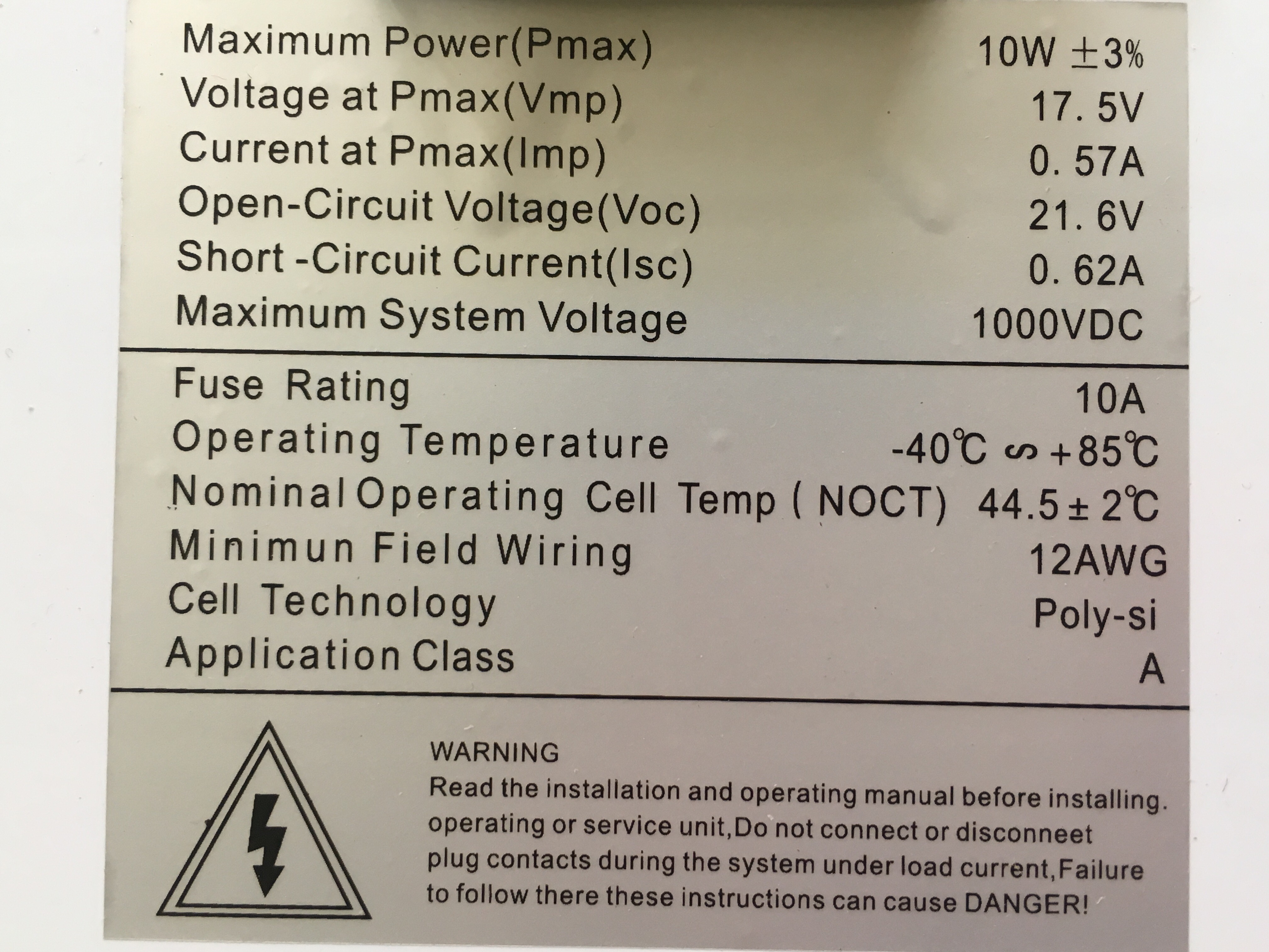 โซล่าเซลล์ 10W 18V Poly