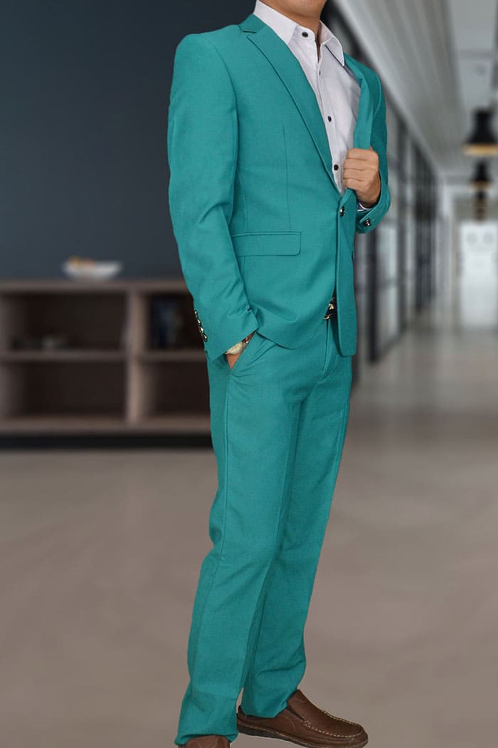 สูท,ชุดสูทเจ้าบ่าว,สูทผู้ชาย สีเขียวมินต์ (สูท+กางเกง)พร้อมส่ง XL