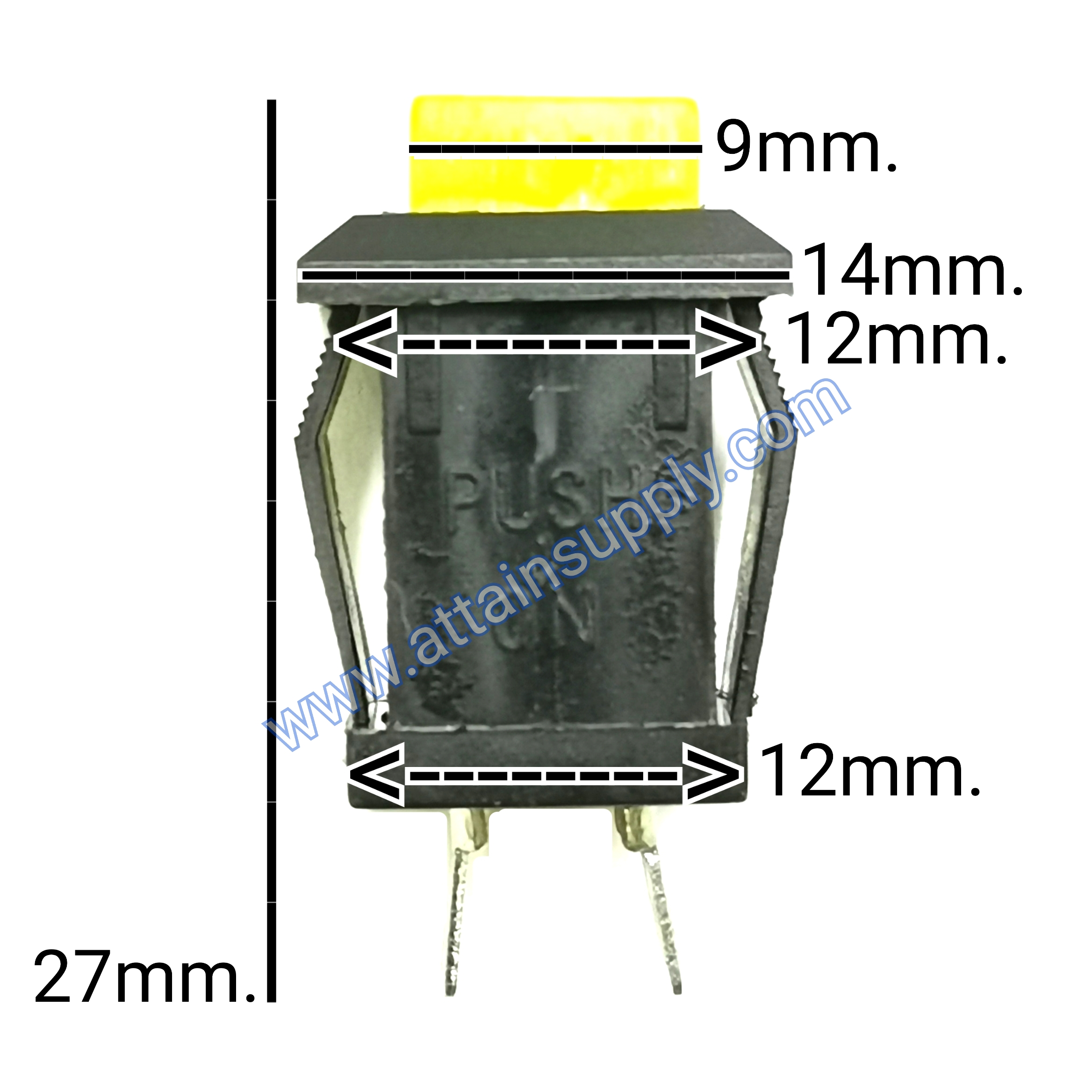 สวิทช์ กดดับ-ปล่อยติด/เหลี่ยมริมล็อค-สีเหลือง