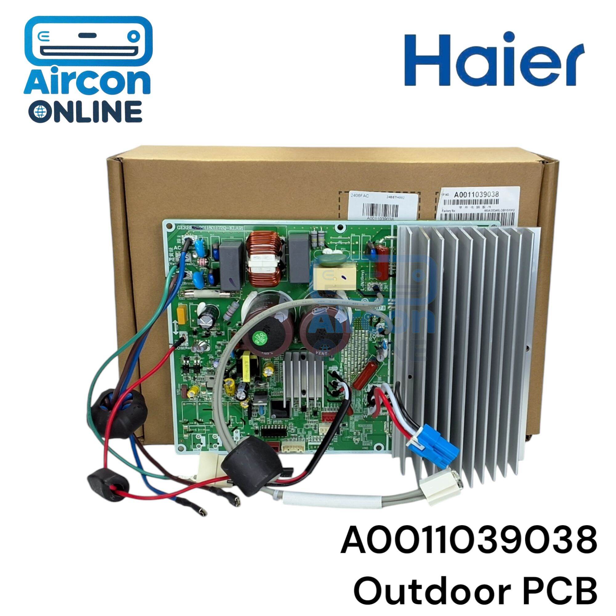 Outdoor PCB แอร์ HAIER รุ่น. HSU-24VQAA03TC, HSU-24VQRC, HSU-24VQRC03TC รหัส A0011039038 ของแท้ ใหม่ มือ 1