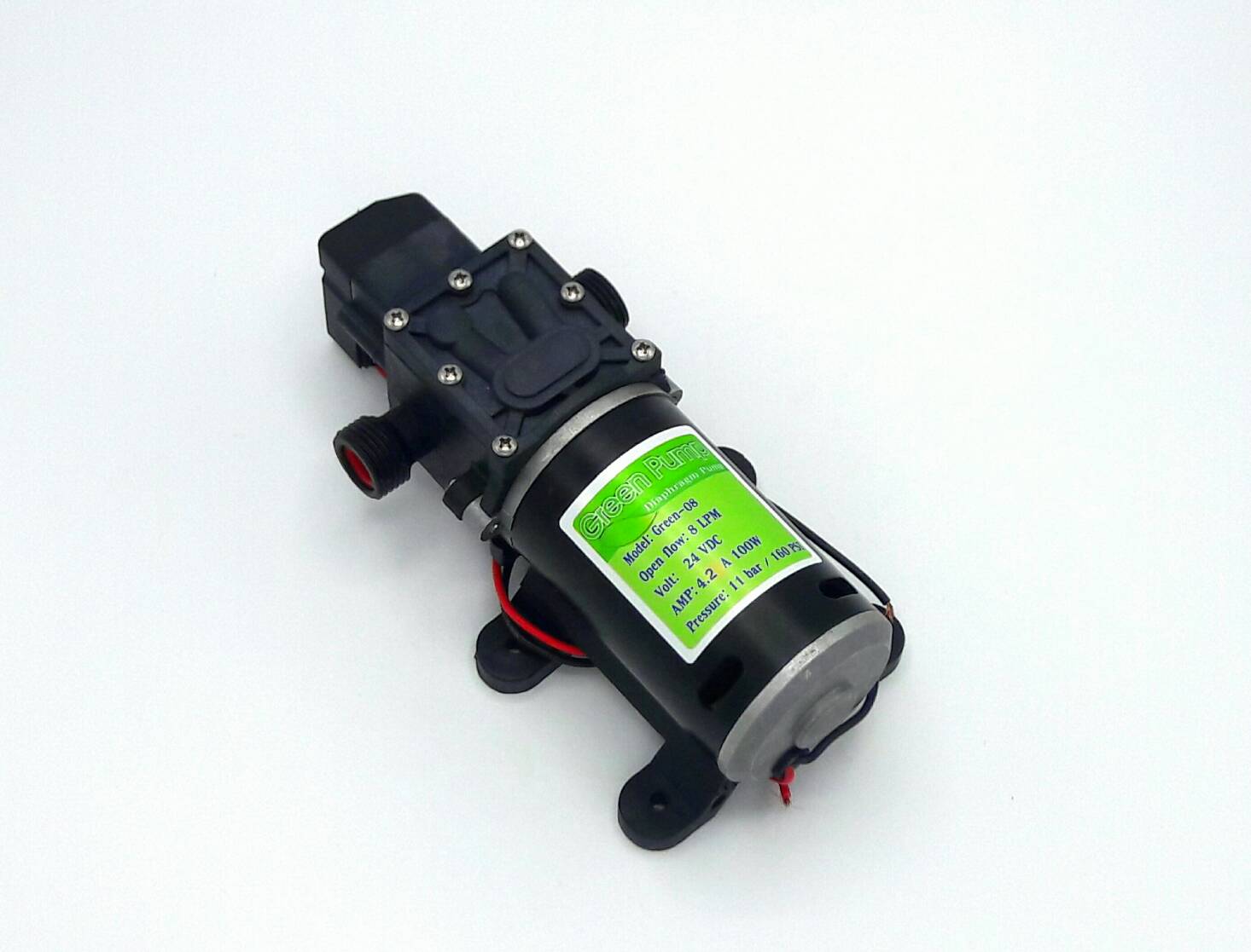 ปั๊มน้ำ ปั๊มพ่นยา DC24V GREEN-08 แรงดัน 11 บาร์ แบบเกลียวนอก 1/2" SKU-517