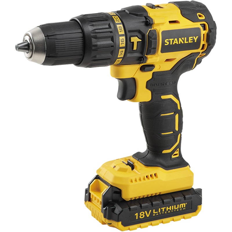 STANLEY สว่านกระแทง ไร้แปลงถ่าน แบตฯ 2.0AH 2 ก้อน 18V STANLEY SBH201D2K-B1 สีดำเหลือง