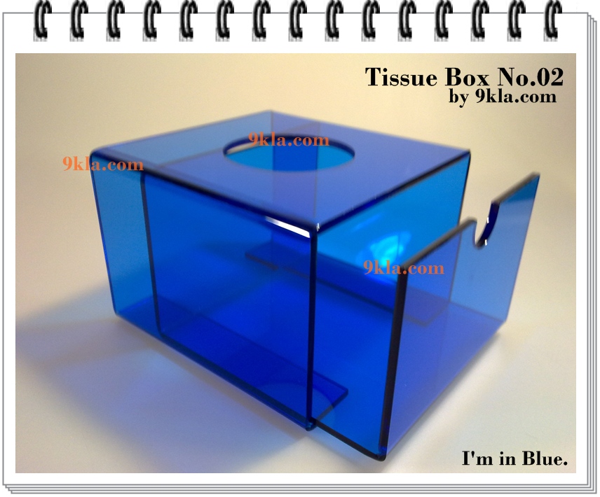 กล่องทิชชู่ ป๊อปอัพ อะครีลิค สินค้าสั่งผลิต 7-10 วัน 11x11x7.7 cm หนา 3 มม. ใส, น้ำเงิน, ส้ม 10 ชิ้น