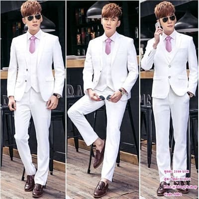 สูท,ชุดสูทเจ้าบ่าว,สูทผู้ชาย สีขาว พร้อมส่ง S,M,L,XL,2XL,3XL,4XL