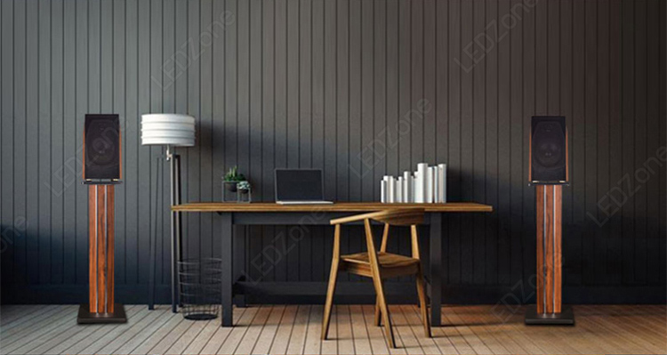 LZ-300 ขาตั้งลำโพงเกรดพรีเมี่ยม ลายไม้สีดำ ความสูง 15-90 cm ไม้ MDF แข็งแรง แน่น หนัก เสากรอกทรายได้ แถมอุปกรณ์ยึดสายลำโพงหลังเสา