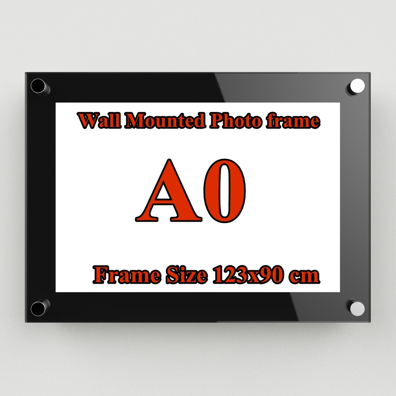 A0 กรอบรูปอะครีลิค ติดผนัง (สั่งผลิต) 123x90cm. หนา 5-3mm ใส ชุด