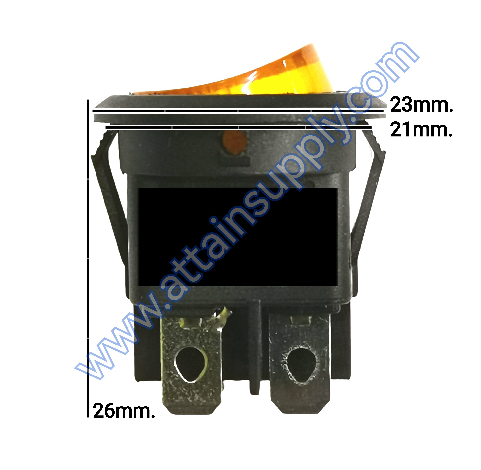 สวิทช์ IO กลม-ไฟเต็ม 220V./4ขา มีไฟ-สีเหลือง