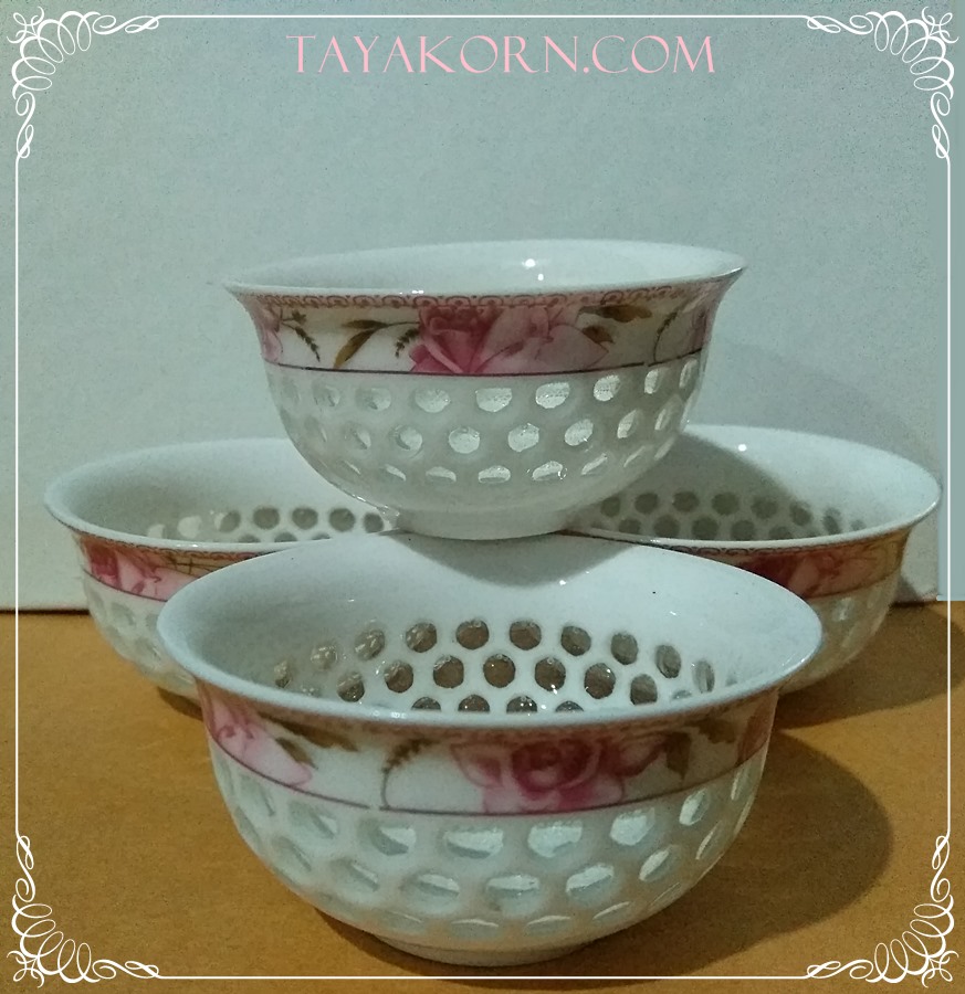 จอกชา ลายฉลุ บุปผาชาติชมพู