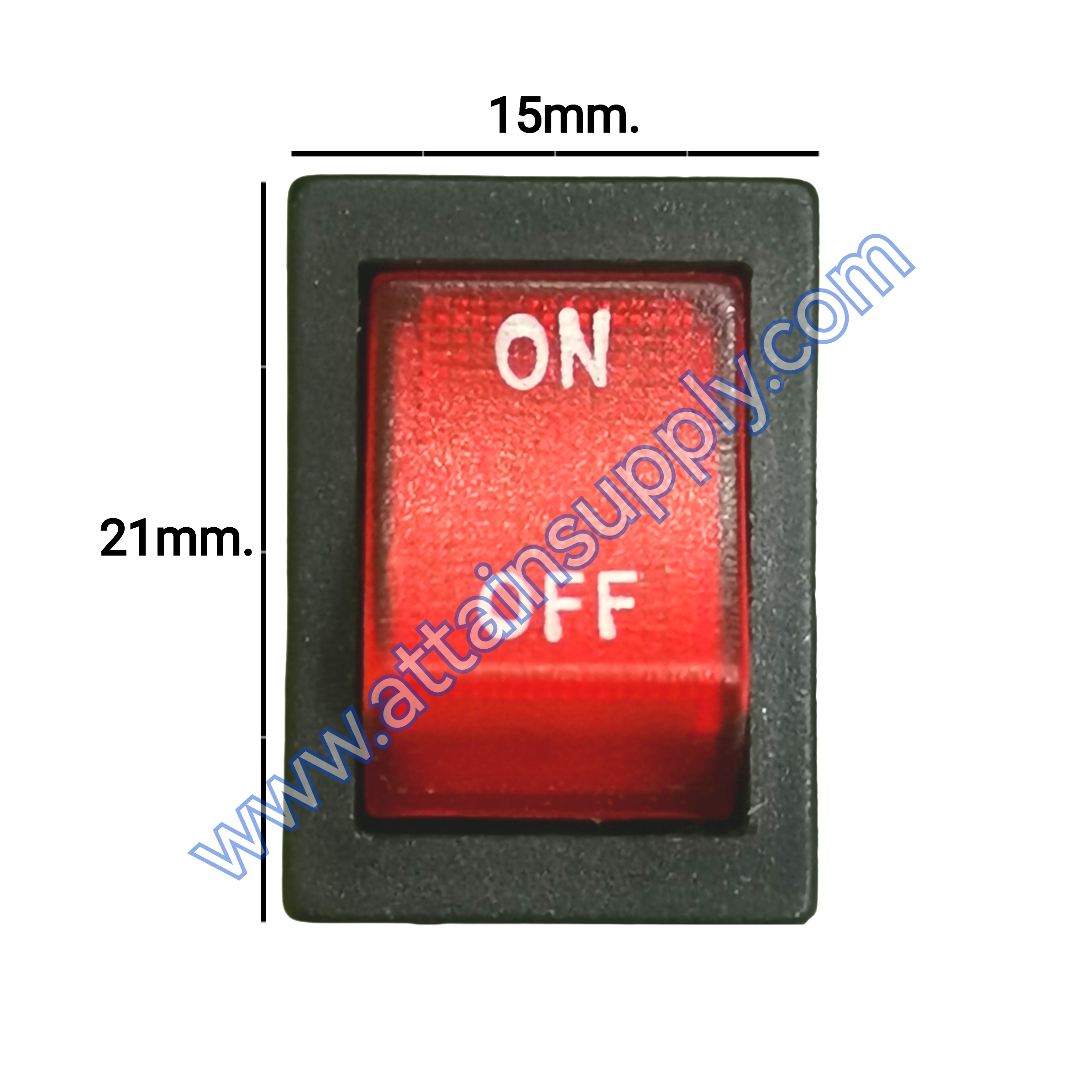 สวิทช์ ON-OFF เหลี่ยมเล็ก 12V./4ขา มีไฟ-สีแดง