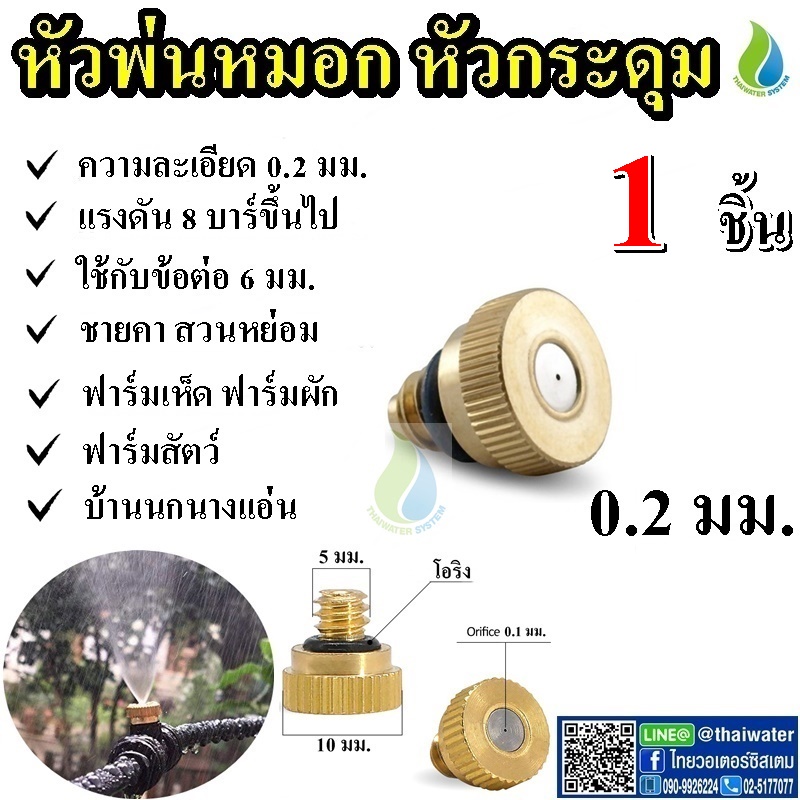 03-FLB-112 หัวพ่นหมอกทองเหลือง หัวพ่นหมอกกระดุมความละเอียด 0.2 มม.