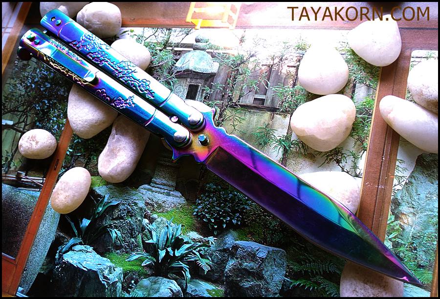 มีดควง เรนโบว์ซากุระบาลิซอง Rainbow Sakura Balisong Knife TKBS-SK55