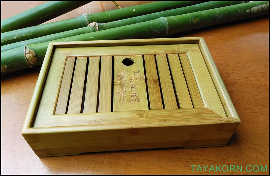 ถาดรองน้ำชาไม้ไผ่ แบบA1 Bamboo Tea Tray Tyle A1( สีเขียว )