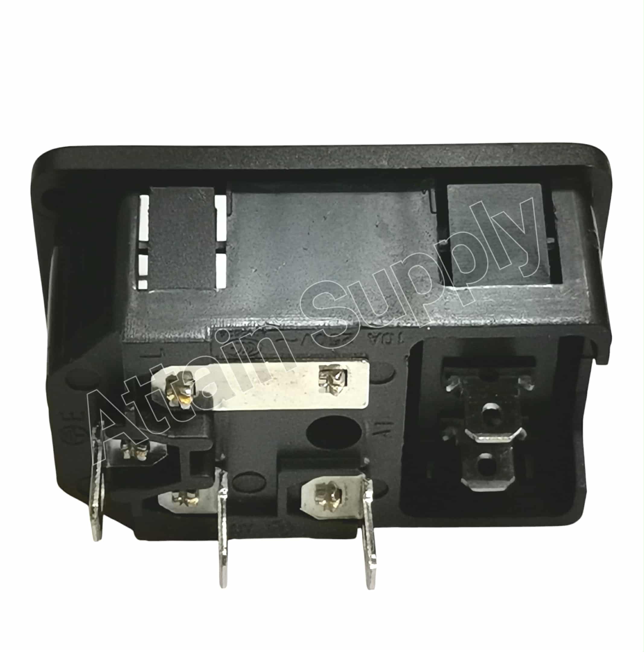 เต้ารับAC-3ขาผู้+ช่องฟิวส์+สวิทช์ ติดแท่น ขอบริมล็อค