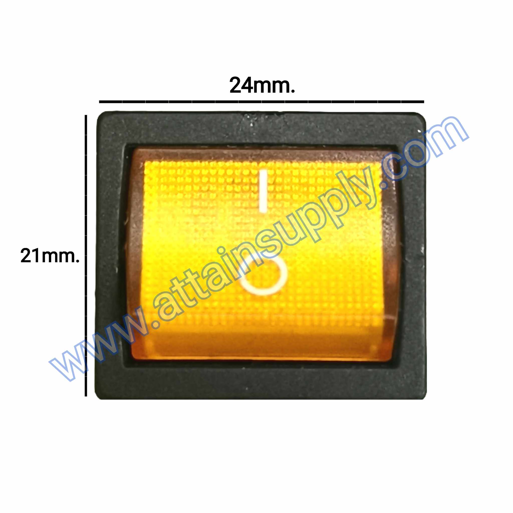 สวิทช์IOเหลี่ยม KCD5 4ขา/มีไฟ-สีเหลือง (21x24MM.)