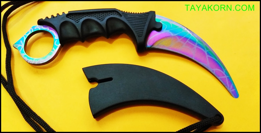 มีดซ้อมควง คารัมบิตเรนโบว์สไปเดอร์ Rainbow Spyder Karambit Knife