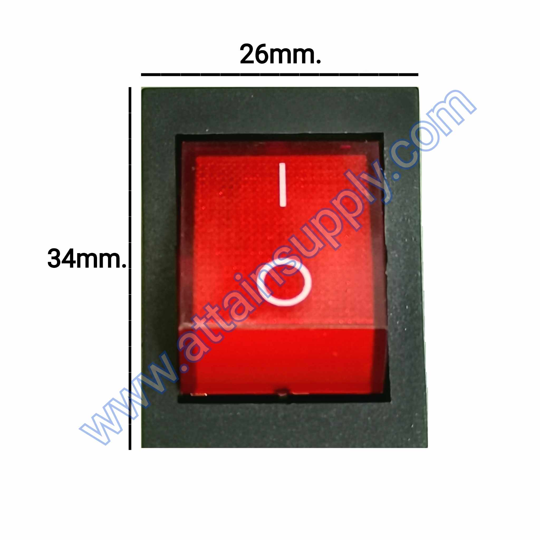 สวิทช์ IO เหลี่ยมใหญ่ 220V./4ขา มีไฟ-สีแดง (แบบหนา)