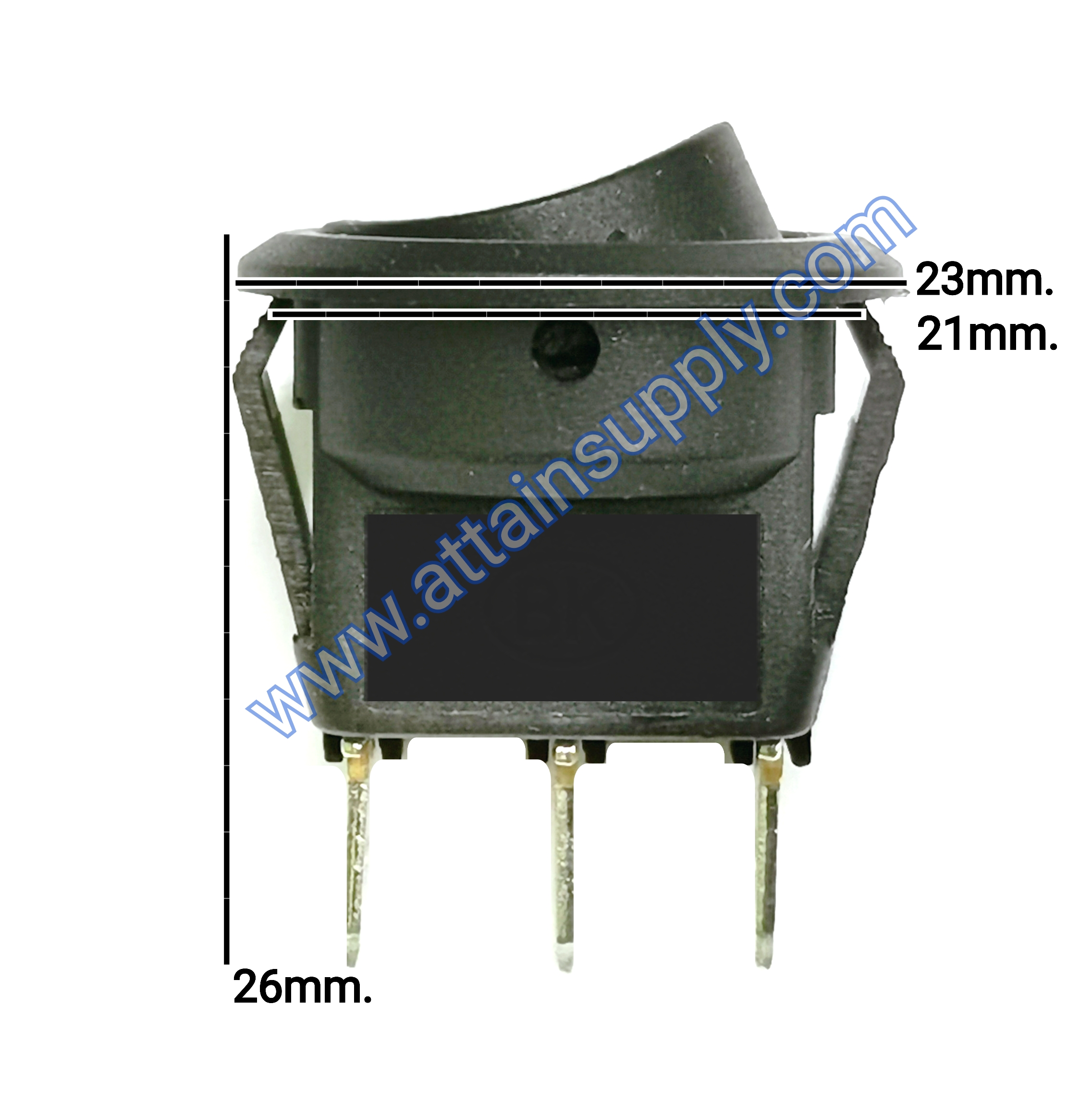 สวิทช์ IOกลม 3ขา ฐานเหลี่ยม/ไม่มีไฟ-สีดำ