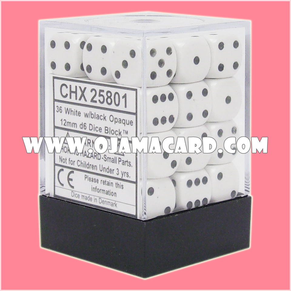 Chessex 12MM D6 Dice Block — Opaque : White / Black「1 Dice」