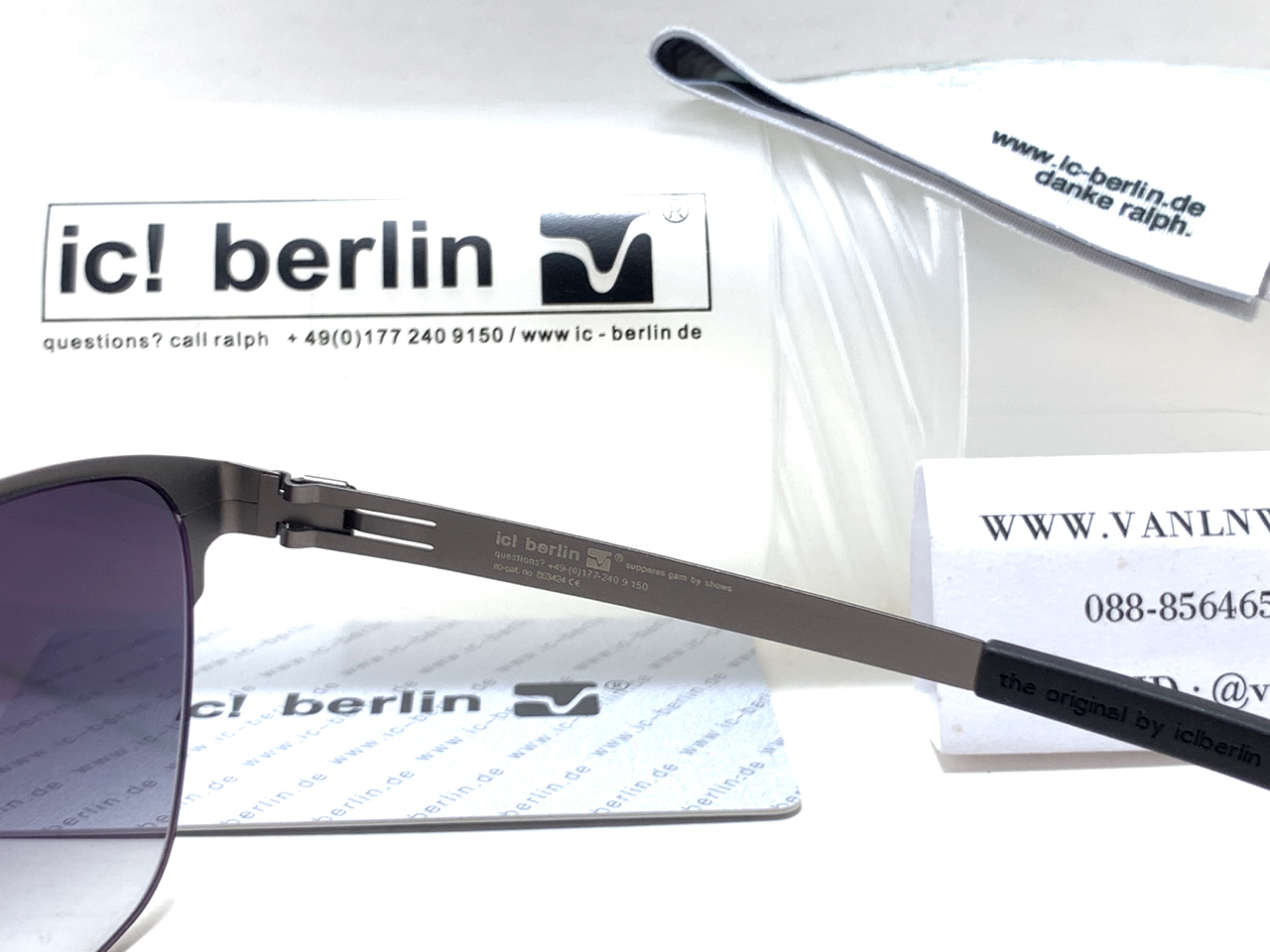 แว่นกันแดด ic berlin model Robert H. gun metal 57-17 <กันเมทัล>