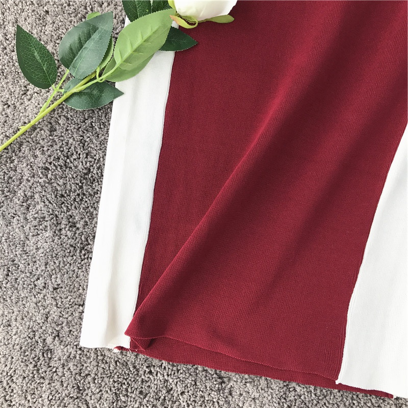 เดรสผ้านิตติ้ง ยืดกระชับเข้ารูปตามสัดส่วน Free size สีแดง