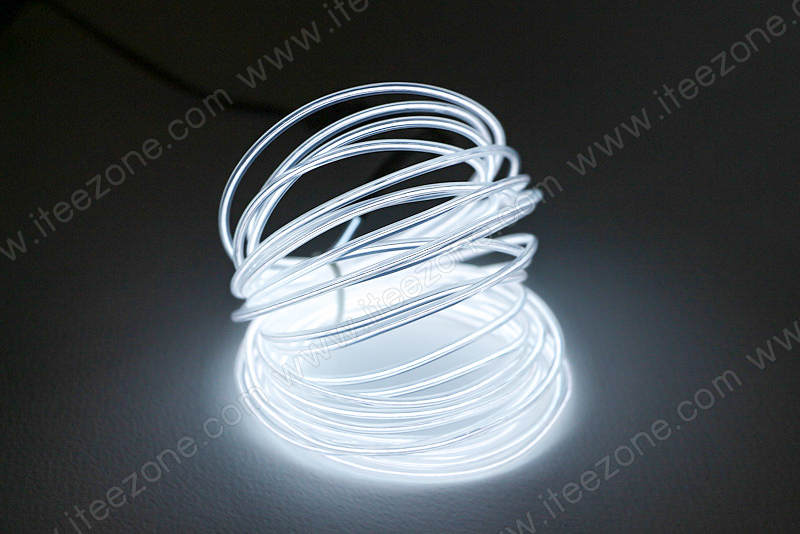 EL Wire 5 เมตร + รางถ่าน AA 2 ก้อน / สีขาว