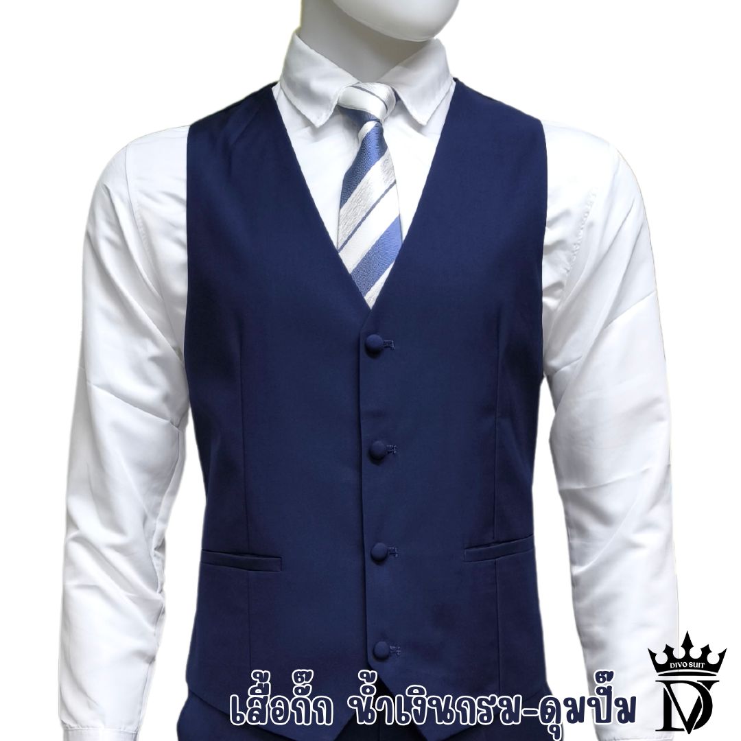 5XL-10XL ชุดสูทผู้ชายไซส์ใหญ่ คนอ้วน เกรดพรีเมี่ยม แบรนด์ Divo เซต 2-3 ชิ้น สีน้ำเงินกรม เนื้อผ้าวูล เอวกางเกงยืดได้