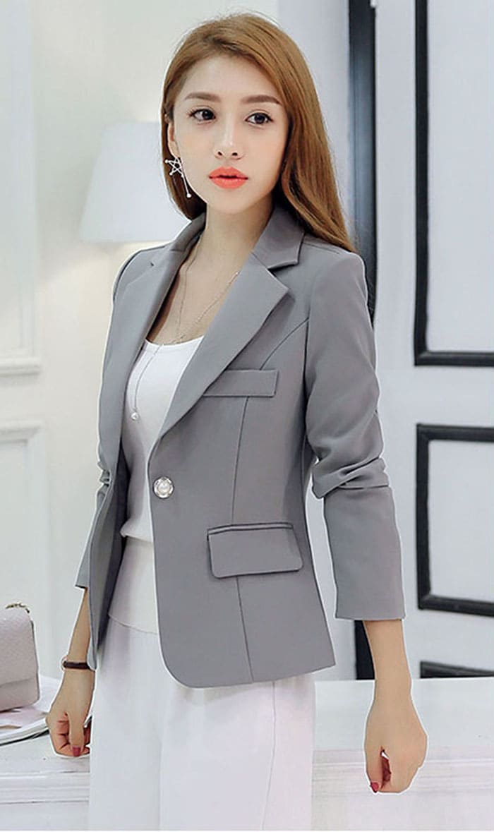 เสื้อสูทผู้หญิง เสื้อสูทใส่ทำงาน สีเทา พร้อมส่ง M,L