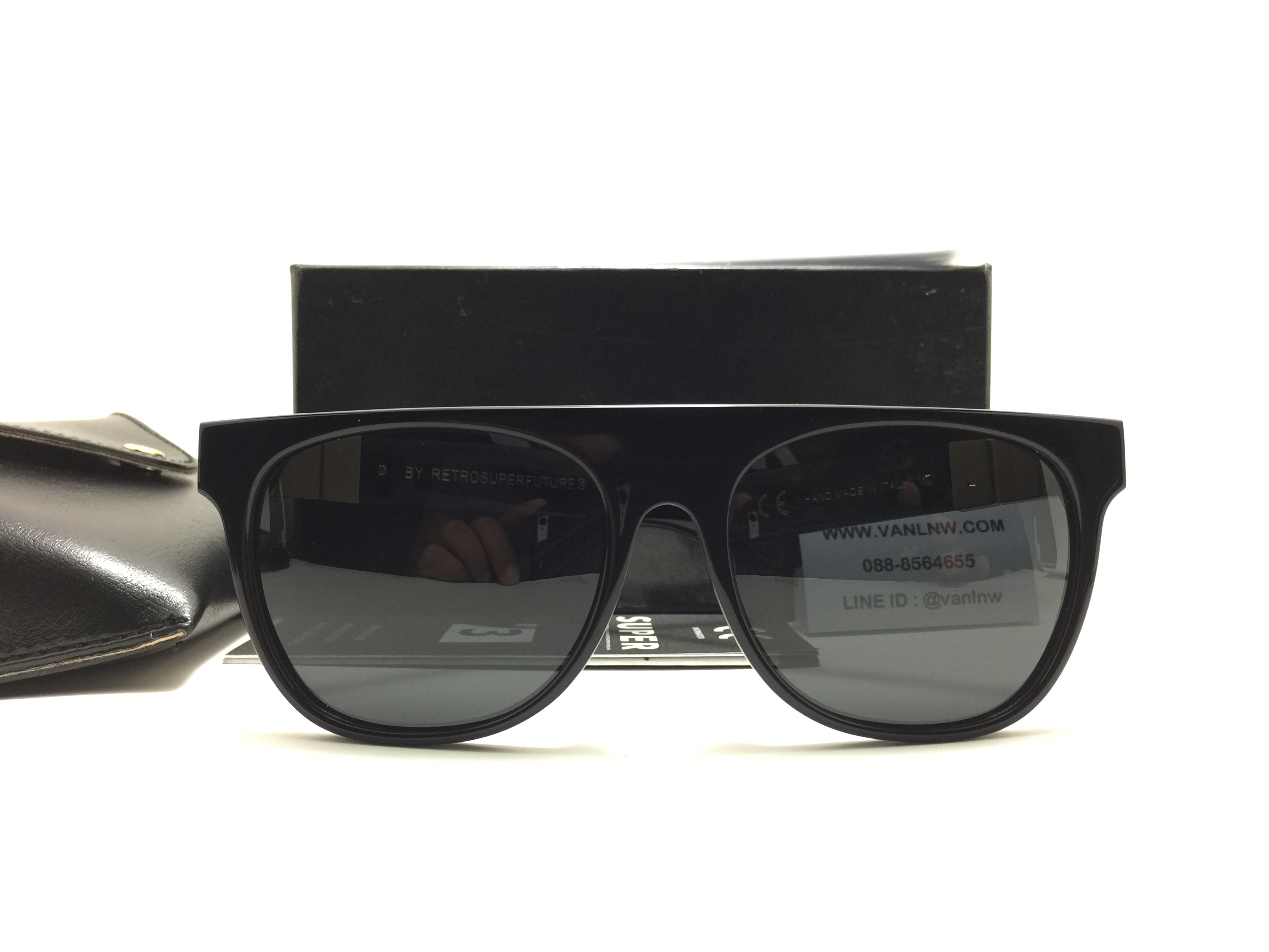 แว่นกันแดด SUPER Flat Top Black Gianni <ดำ>