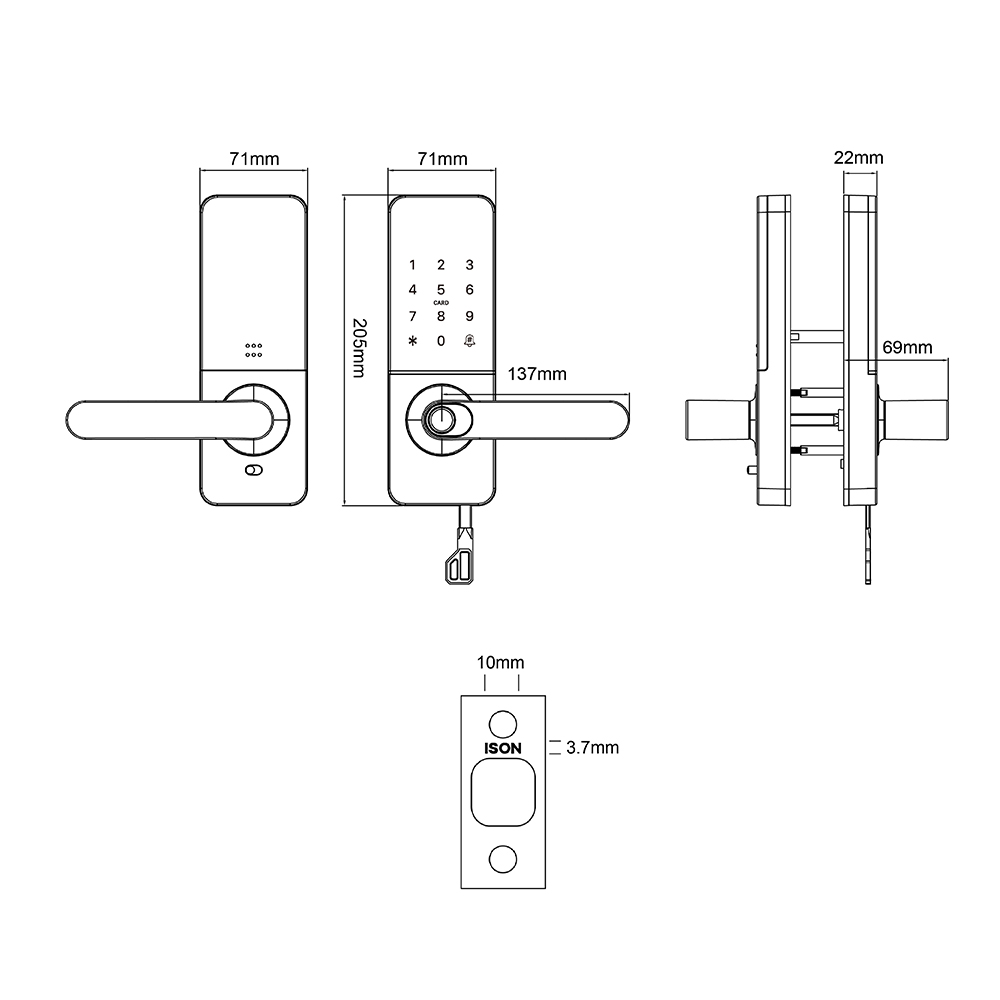 ติดตั้งฟรี!! ดิจิตอลล็อก รุ่น NO.DLH-9992BL อัจฉริยะเต็มรูปแบบพร้อมระบบปลดล็อคผ่าน Wi-Fi ISON DLH-9992BL ดำ