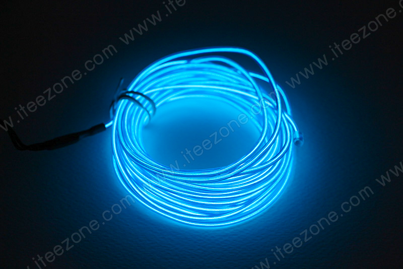 EL Wire 5 เมตร + รางถ่าน AA 2 ก้อน / สีน้ำเงิน