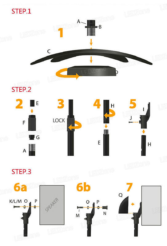 ขาตั้งลำโพงเซอร์ราวด์สีดำ ฐาน 4 แฉก ปรับระดับความสูงได้