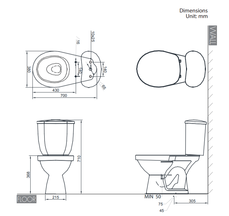 NASCO สุขภัณฑ์แบบสองชิ้น NC-7677 : รุ่น ไฟเตอร์ แบบกดบน ขาว
