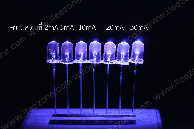 หลอดไฟ LED สีม่วง Black light กระเปาะใส 5mm Super Bright