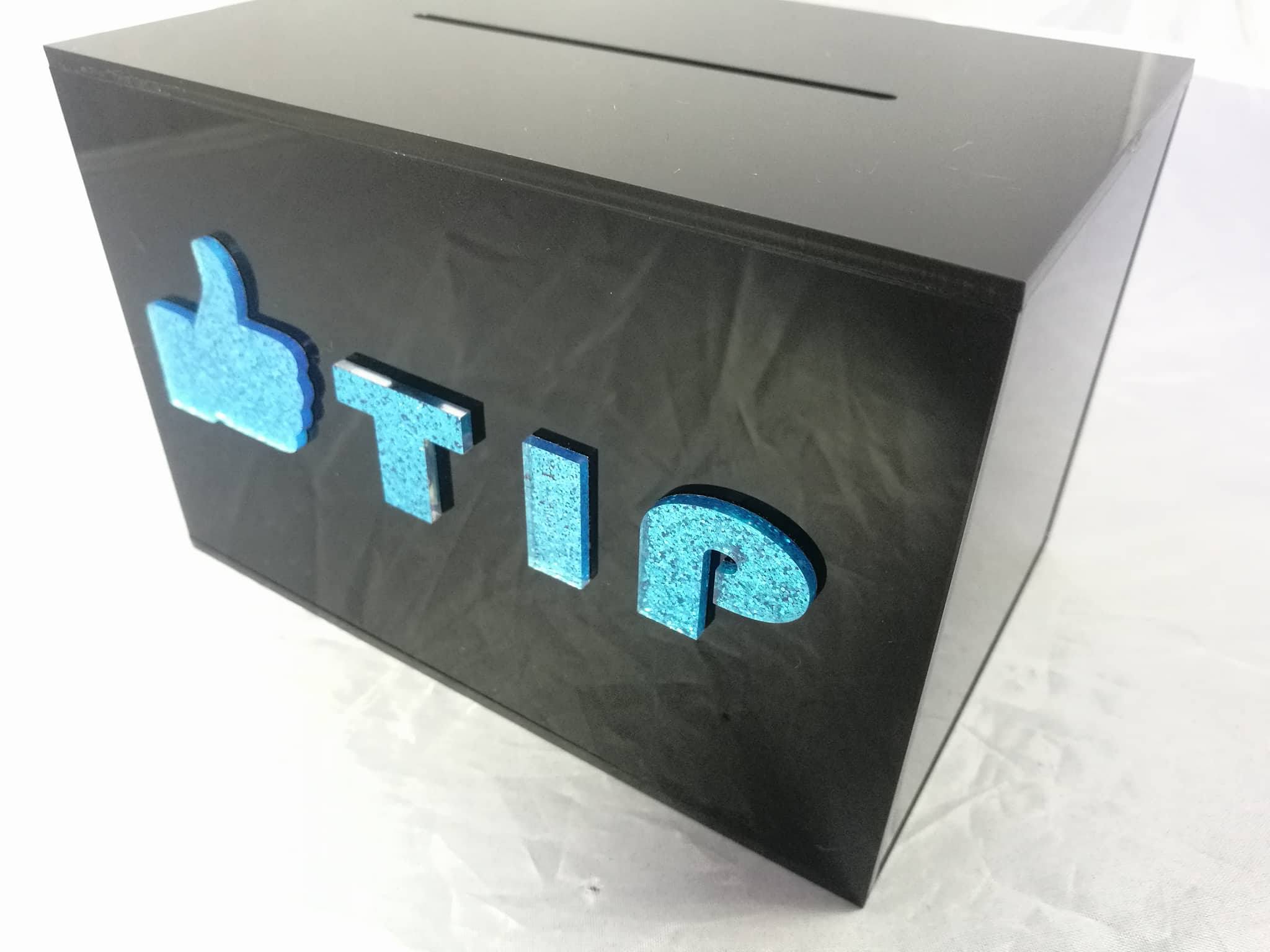 TIP BOX 3 มิติ รูป Line tip box s 15x10x10 ดำ Black 3มิคิ ชิ้น