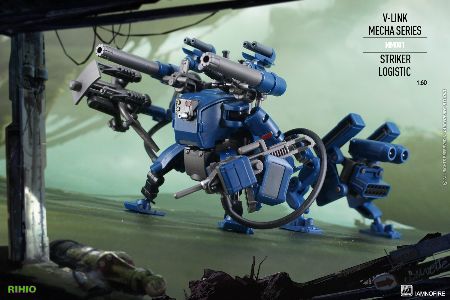 MM001 (แพค 3 ตัว) V-LINK MECHA STRIKER+LOGISTIC SET (Blue+Brown+Green) [RIHIO]