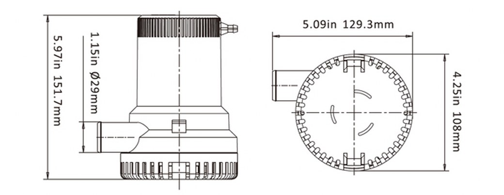 ปั๊มน้ำ DC12V รุ่น 2000-GPH + อะแดปเตอร์ 12V 10A JCY-1210 + แจ็ค DC เมีย