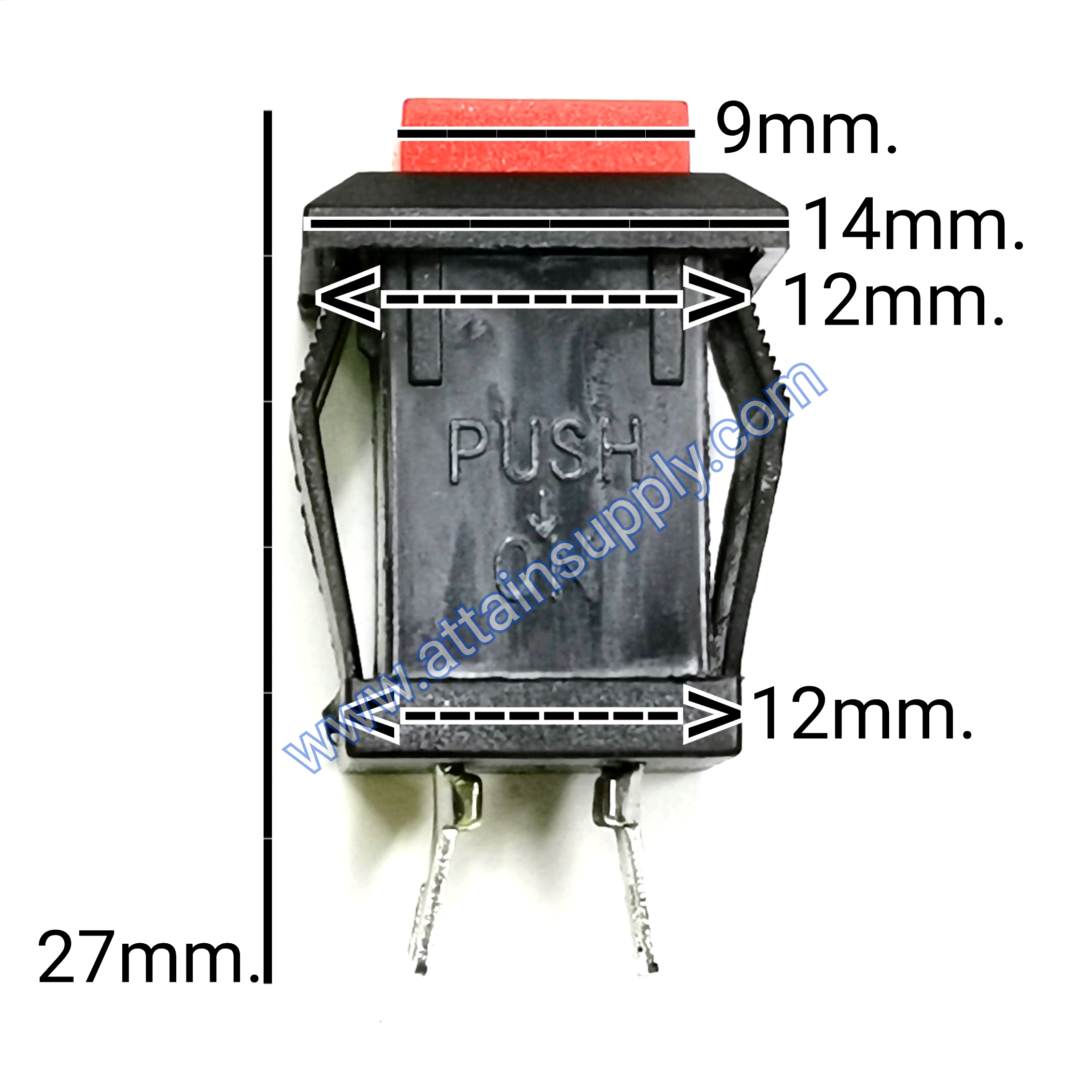 สวิทช์ กดติด-ปล่อยดับ/เหลี่ยมริมล็อค-สีแดง