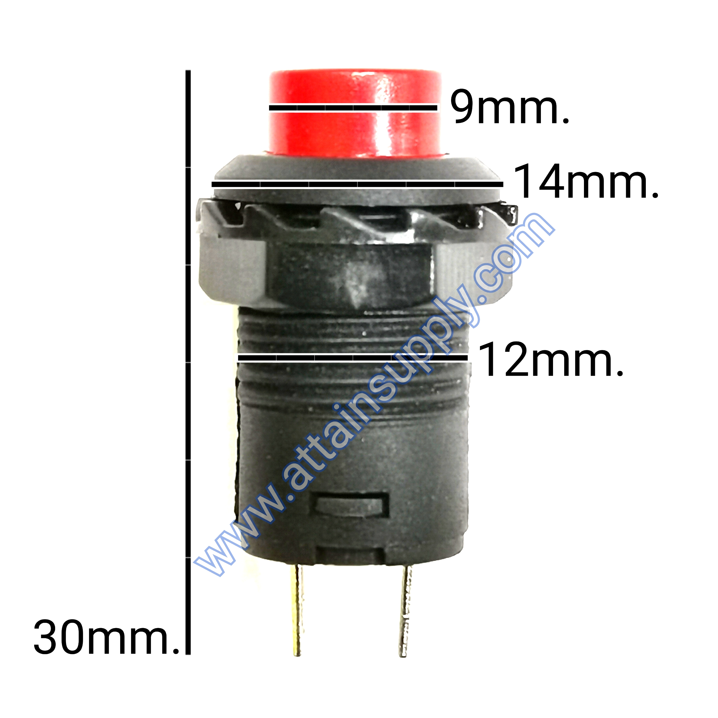 สวิทช์ กดติด-ปล่อยดับ/กลมแหวนพลาสติก-สีแดง