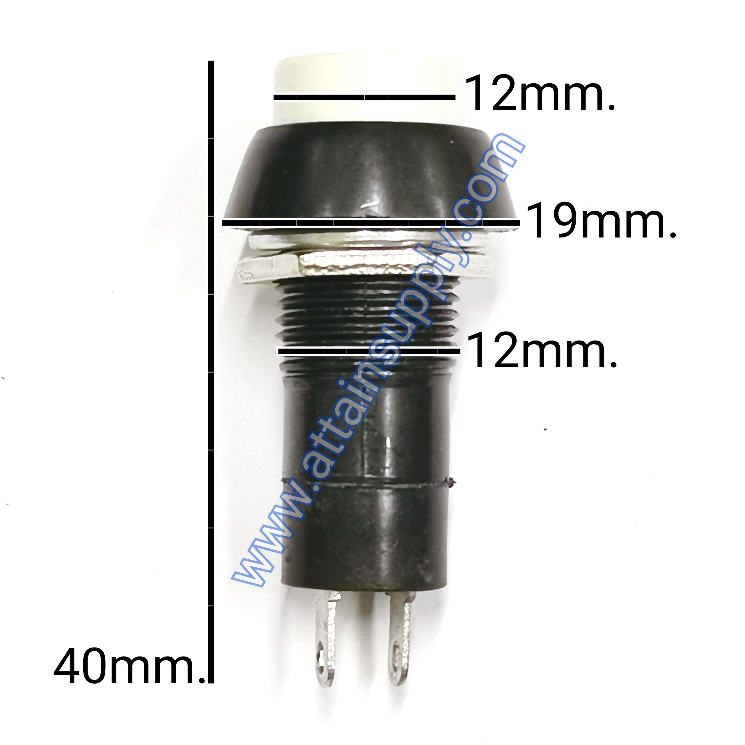 สวิทช์ กดติด-กดดับ/กลมแกนยาว-สีขาว