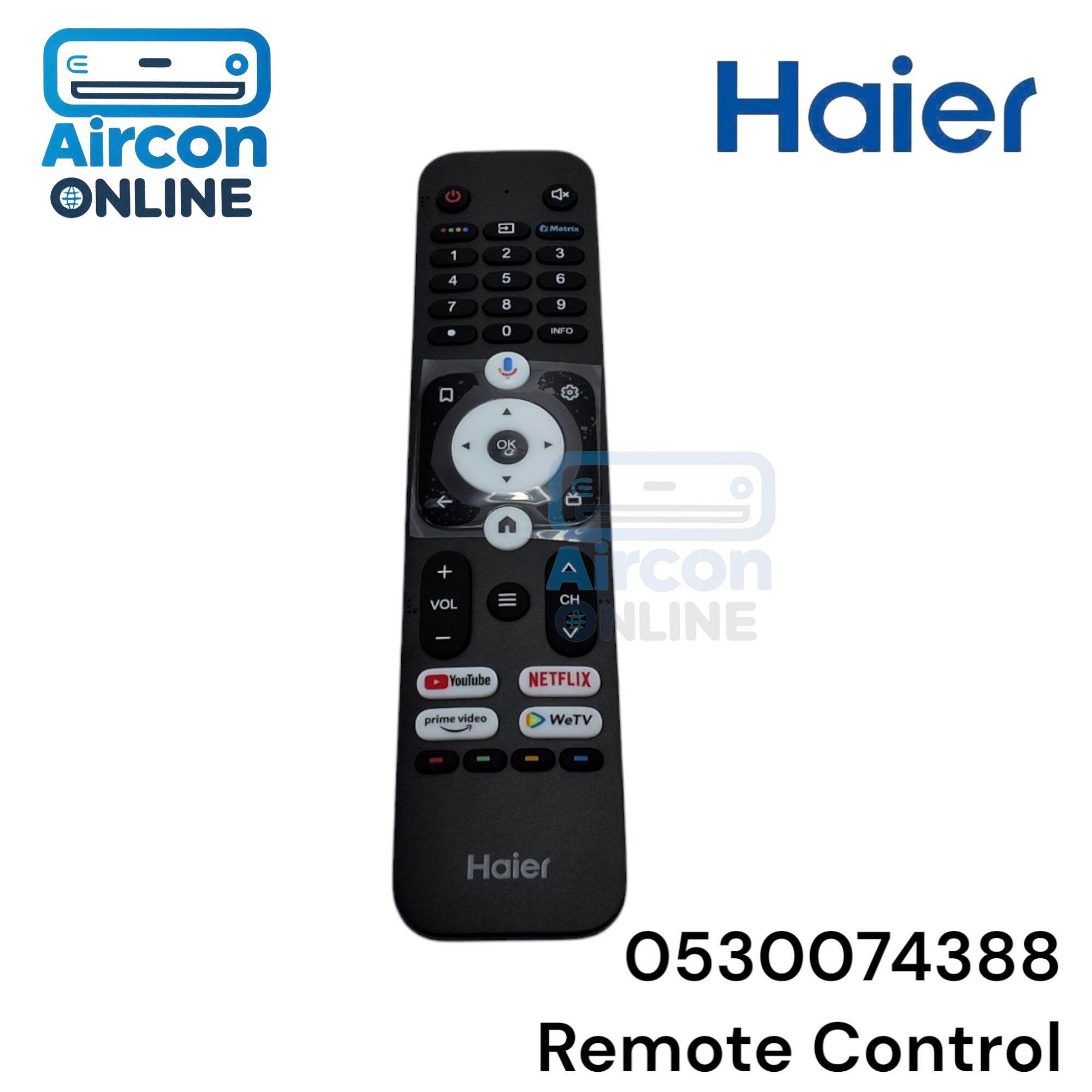 รีโมท TV Haier รหัส 0530074388 ( U31) ใช้กับรุ่น H55K6UG ของแท้ ใหม่ มือ 1