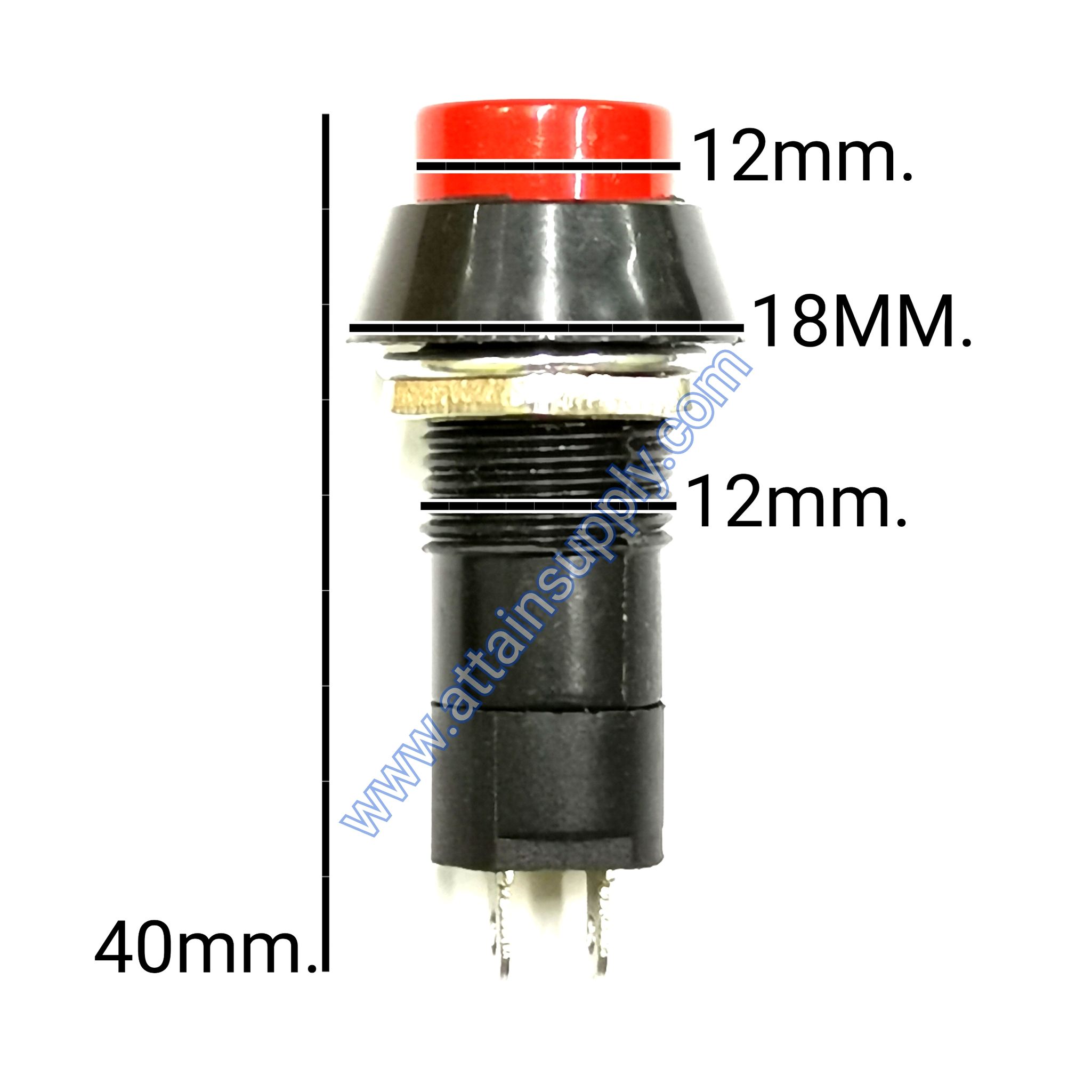 สวิทช์ กดติด-ปล่อยดับ/กลมแกนยาว-สีแดง
